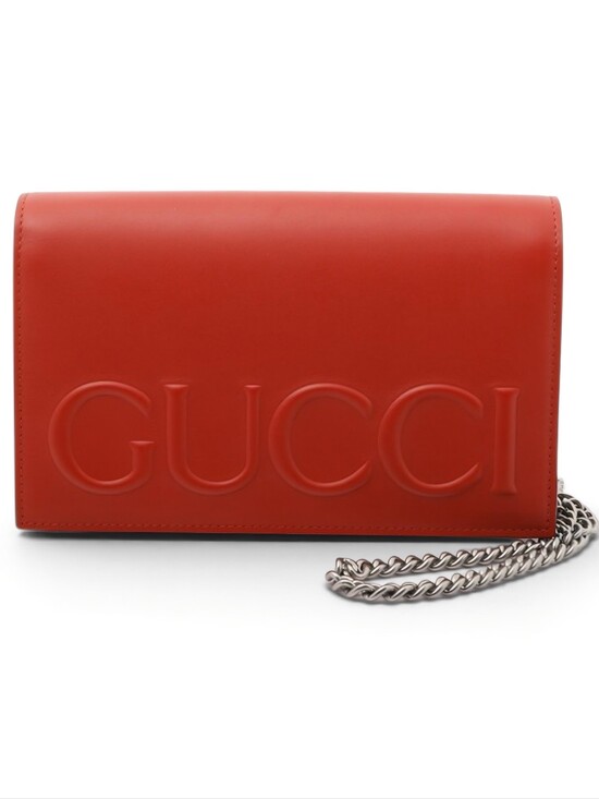 Gucci Handbags - Gucci Red Leather Chain Crossbody Bag Full Set